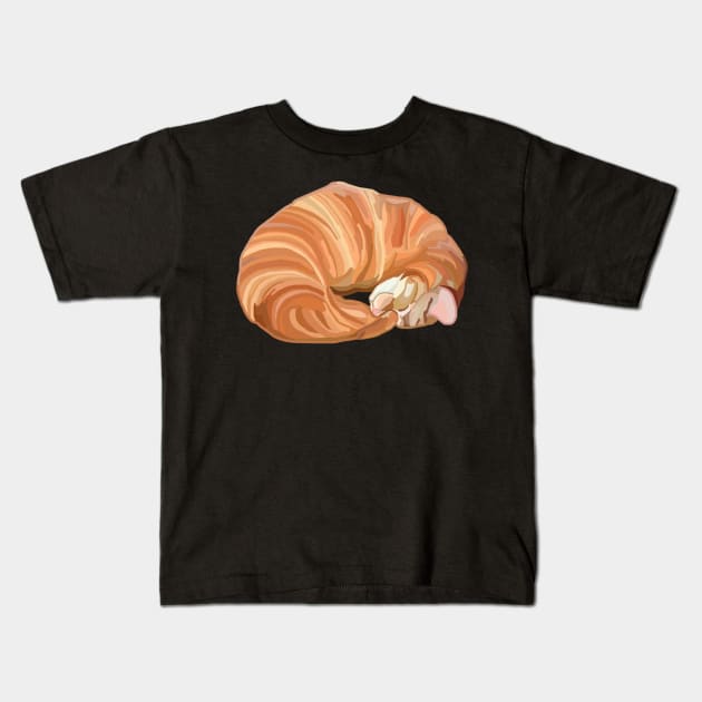 Ginger Orange Croissant Cat Kids T-Shirt by Art by Deborah Camp